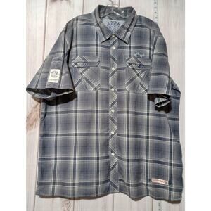 Parish Nation Shirt Mens 3XL Blue Plaid Seas The Day Embroidered Cotton Nautical